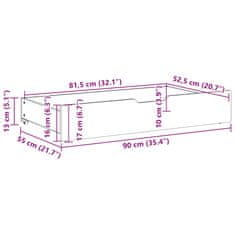 Vidaxl Zásuvky pod postel 2 ks bílé 90 x 55 x 16 cm masivní borovice