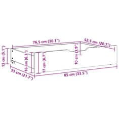 Vidaxl Zásuvky pod postel s kolečky 2 ks 85x55x16 cm masivní borovice