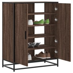 shumee vidaXL Botník hnědý dub 75 x 38 x 97,5 cm kompozitní dřevo a kov