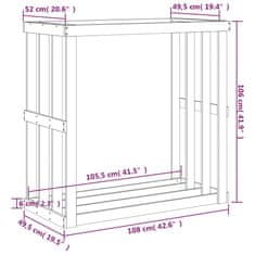 Vidaxl Venkovní stojan na dřevo 108 x 52 x 106 cm masivní borovice