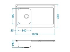 Alveus CLASSIC PRO 70 SAT + sifon 1000x600x190 mm F