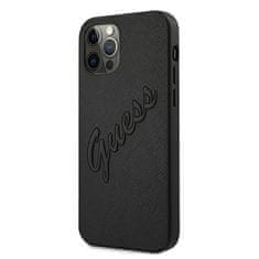 Guess Kryt Guess GUHCP12LRSAVSBK Apple iPhone 12 Pro Max black hardcase Saffiano Vintage Script