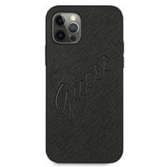 Guess Kryt Guess GUHCP12LRSAVSBK Apple iPhone 12 Pro Max black hardcase Saffiano Vintage Script