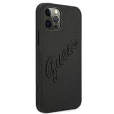 Guess Kryt Guess GUHCP12LRSAVSBK Apple iPhone 12 Pro Max black hardcase Saffiano Vintage Script