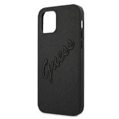 Guess Kryt Guess GUHCP12LRSAVSBK Apple iPhone 12 Pro Max black hardcase Saffiano Vintage Script