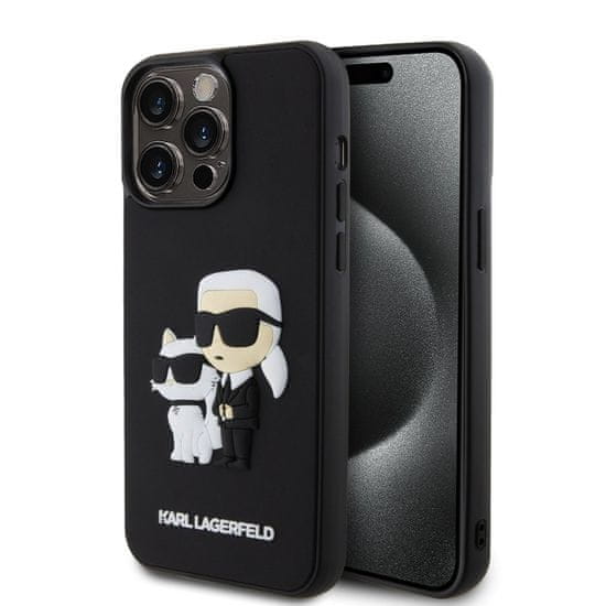 Karl Lagerfeld  3D Rubber Karl and Choupette Zadní Kryt pro iPhone 13 Pro Max Black