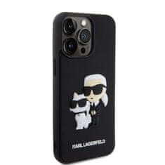 Karl Lagerfeld  3D Rubber Karl and Choupette Zadní Kryt pro iPhone 15 Pro Max Black