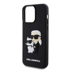 Karl Lagerfeld  3D Rubber Karl and Choupette Zadní Kryt pro iPhone 15 Pro Max Black