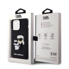 Karl Lagerfeld  3D Rubber Karl and Choupette Zadní Kryt pro iPhone 15 Pro Max Black