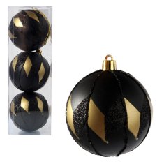 shumee Sada elegantních vánočních cetek Black and gold Luksus, 3 ks, 8 cm