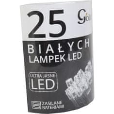 shumee Bílé vánoční osvětlení na stromeček napájené 2xAA bateriemi s 25 ultra jasnými LED diodami