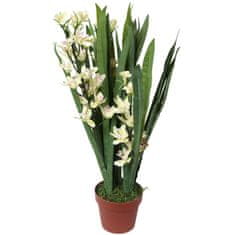 shumee Realistická umělá orchidej v plastovém květináči, bílá, 75 cm