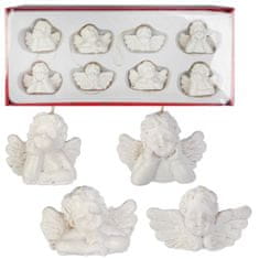 shumee Přívěsky na vánoční stromeček White Angels - 8 kusů, Polyresin, 3,5x5 cm, Určeno na vánoční dekoraci