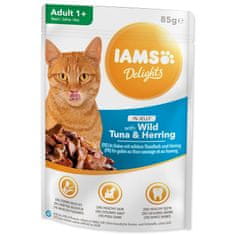 IAMS Kapsička Delights Adult tuňák a sleď v želé 85g