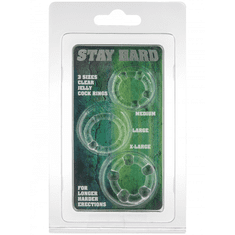 You2toys Sada 3 růžových erekčních kroužků - Stay Hard Three Rings - Transparentní