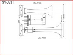 Stualarm 2-tónová fanfára 220mm, 12V s kompresorem (sn-021)