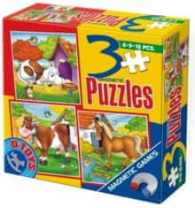 Puzzle Pes, kráva, kůň - MAGNETICKÉ PUZZLE