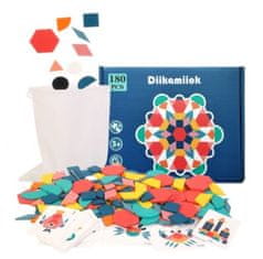 KIK Dřevěné vzdělávací montessori puzzle 180 ks KX5367