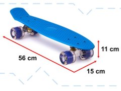 KIK Pennyboard LED kolečka modrý 56 x 15 x 11 cm