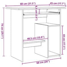 Vidaxl Psací stůl hnědý dub 80 x 45 x 74 cm kompozitní dřevo