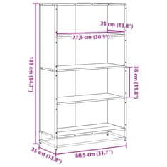 Vidaxl Knihovna kouřový dub 80,5 x 35 x 139 cm kompozitní dřevo