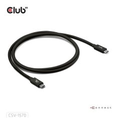 Club 3D Kabel USB4 v2 Typ-C, 80Gbps, Certifikovaný kabel, 4K540Hz, 16K60Hz, PD 240W, 1m (CAC-1570)