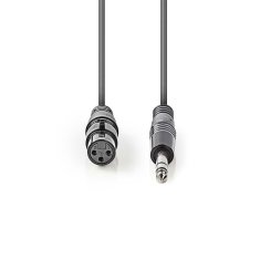 Nedis symetrický XLR kabel XLR 3pin zásuvka - 6.35mm zástrčka, 1.5 m (COTH15110GY15)