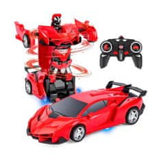 Netscroll Transformer auto, dálkově ovládané RC auto pro děti, 2 v 1 (auto a robot), 360° otáčení, 2,4 GHz závodní transformer, transformace auta na robota jedním kliknutím, odolné materiály, RoboAuto