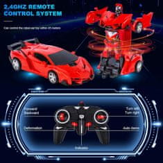 Netscroll Transformer auto, dálkově ovládané RC auto pro děti, 2 v 1 (auto a robot), 360° otáčení, 2,4 GHz závodní transformer, transformace auta na robota jedním kliknutím, odolné materiály, RoboAuto