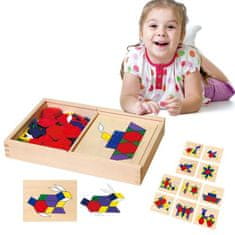 LEBULA Dřevěná geometrická mozaika Viga Toys Puzzle kostky puzzle 148 el