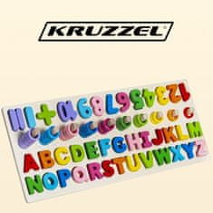 Kruzzel Dřevěné Puzzle s Abecedou a Čísly, Vícebarevné, 45x18x8 cm