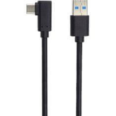 PremiumCord Kabel USB typ C/M zahnutý konektor 90° - USB 3.0 A/M, 2m