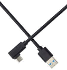 PremiumCord Kabel USB typ C/M zahnutý konektor 90° - USB 3.0 A/M, 2m