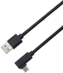 PremiumCord Kabel USB typ C/M zahnutý konektor 90° - USB 3.0 A/M, 2m