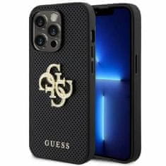 Guess hard silikonové pouzdro iPhone 15 PRO 6.1" black Perforated 4G Glitter