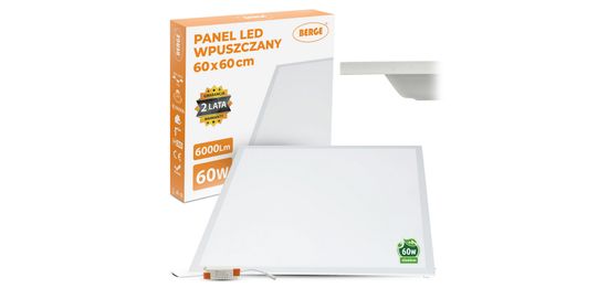 Berge LED panel 60x60 - 60W - 4400lm - 4000k - neutrální barva - zapuštěná bílá