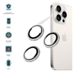 FIXED Ochranná skla čoček fotoaparátů Camera Glass pro Apple iPhone 16 Pro/16 Pro Max, bílý titan FIXGC2-1402-WH