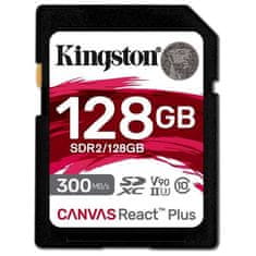 Kingston SDXC karta 128GB Canvas React Plus SDXC UHS-II 300R/260W U3 V90 for Full HD/4K/8K