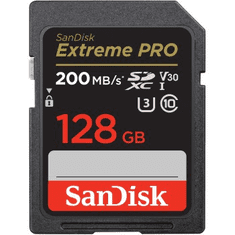 SanDisk Extreme PRO 128 GB SDXC Memory Card 200 MB/s and 90 MB/s, UHS-I, Class 10, U3, V30