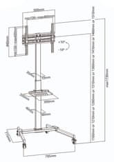 Nedis podlahový TV stojan/ 32 - 55"/ 35kg/ Design Premium Column/ Snap-lock/ ocel/ černý