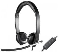 Logitech Headset H650e Stereo/ drátová sluchátka + mikrofon/ USB/ černá