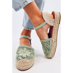 Ažurové sandály espadrille Zelená velikost 40