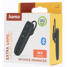 Hama MyVoice Advanced, Bluetooth headset mono, pro 2 zařízení, hlasový asistent (Siri, Google)