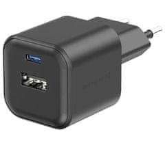 Swissten síťový adaptér 12w 1x usb-c + 1x usb-a černý