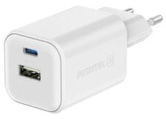 Swissten síťový adaptér gan 1x usb-c 45w pd + 1x usb-a 18w qc bílý