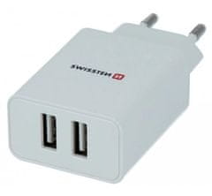 Swissten síťový adaptér smart ic 2x usb 2,1a power bílý (samoprodavač)