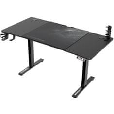 Ultradesk Herní stůl LEVEL V2, 140x68cm, 72-117cm, elektricky nastavitelná výška, s XXL podložkou pod myš, držák sluchátek i nápoj (UDESK-LVA-BB)