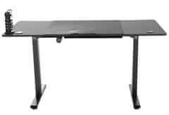 Ultradesk Herní stůl LEVEL V2, 140x68cm, 72-117cm, elektricky nastavitelná výška, s XXL podložkou pod myš, držák sluchátek i nápoj (UDESK-LVA-BB)