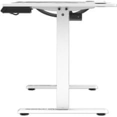 Ultradesk Herní stůl LEVEL V2 WHITE, 140x68cm, 72-117cm, elektricky nastavitelná výška, s XXL podložkou pod myš, držák sluchátek i nápoj (UDESK-LVA-WT)