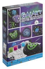 Grafix Kreativní set malování kamínků galaxy 3 kameny + 5 barev + nalepovací oči a hvězdičky